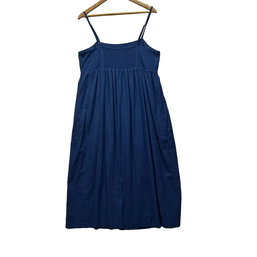 Boho Bird Birdnest Blue Cotton Dress - Size 14
