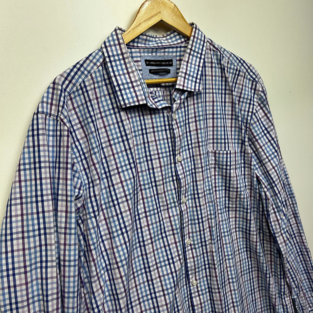 Target Blue Check Cotton Long Sleeve Mens Shirt - Size XXXL