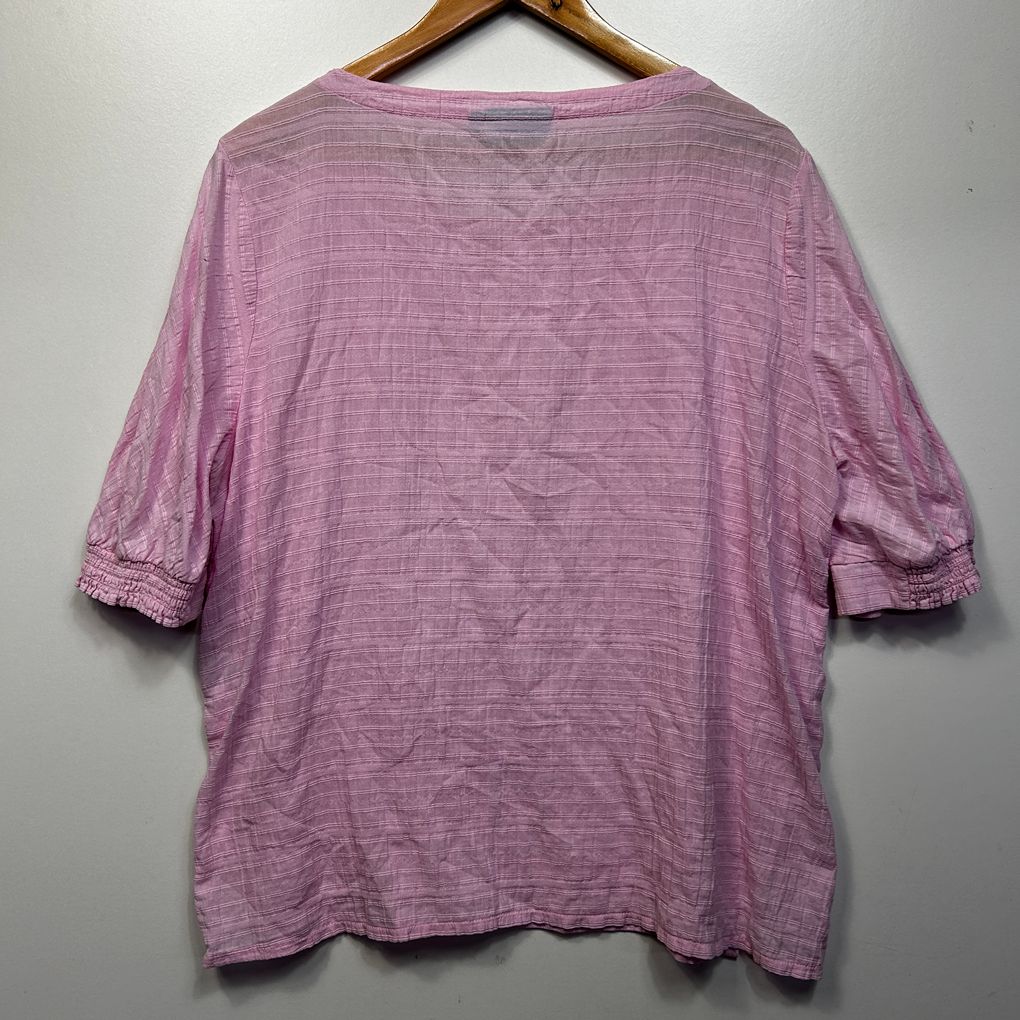 Blue Illusion Pink Cotton Short Sleeve Top - Size L