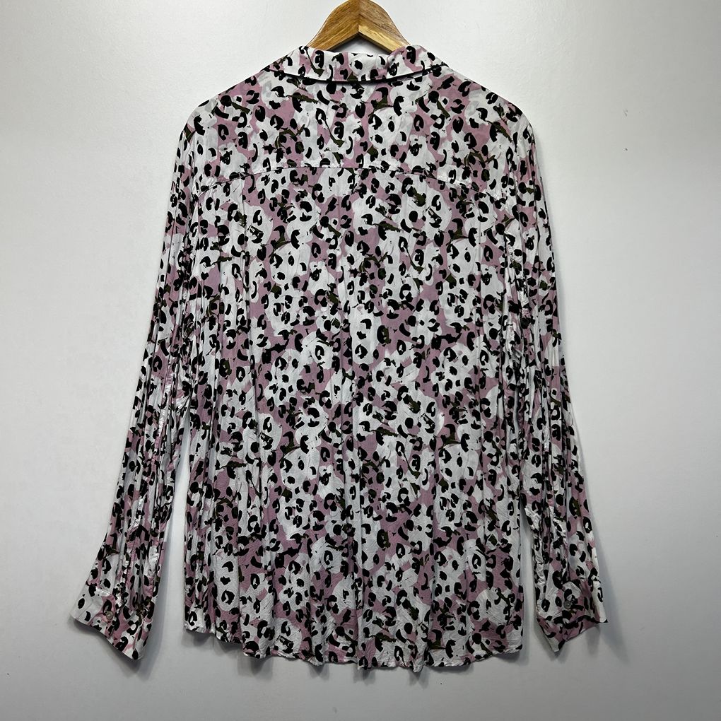 Sussan Pink Leopard Print Shirt - Size 18