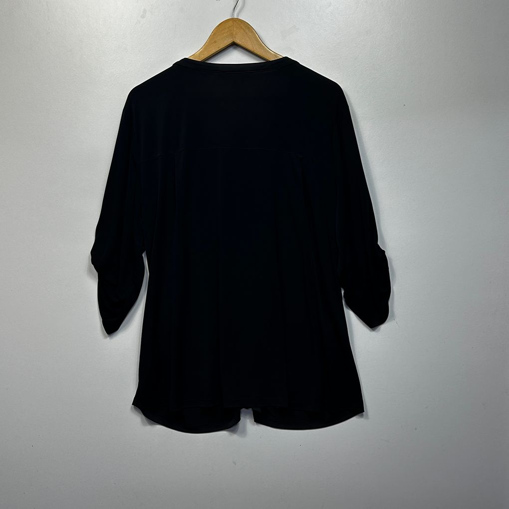 Ellen Tracy Black Button Up Top - Size XL