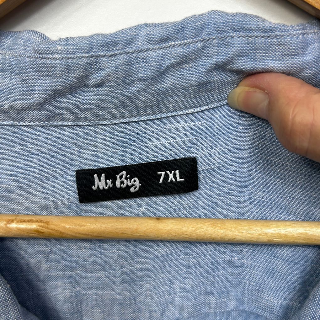 Mr Big Blue Linen Mens Shirt - Size 7XL
