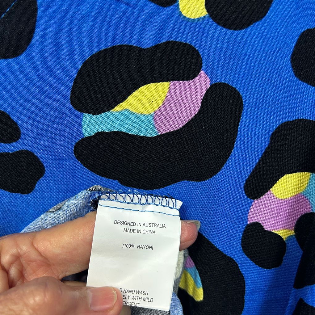 Proud Poppy Blue Leopard Print Top - Size M