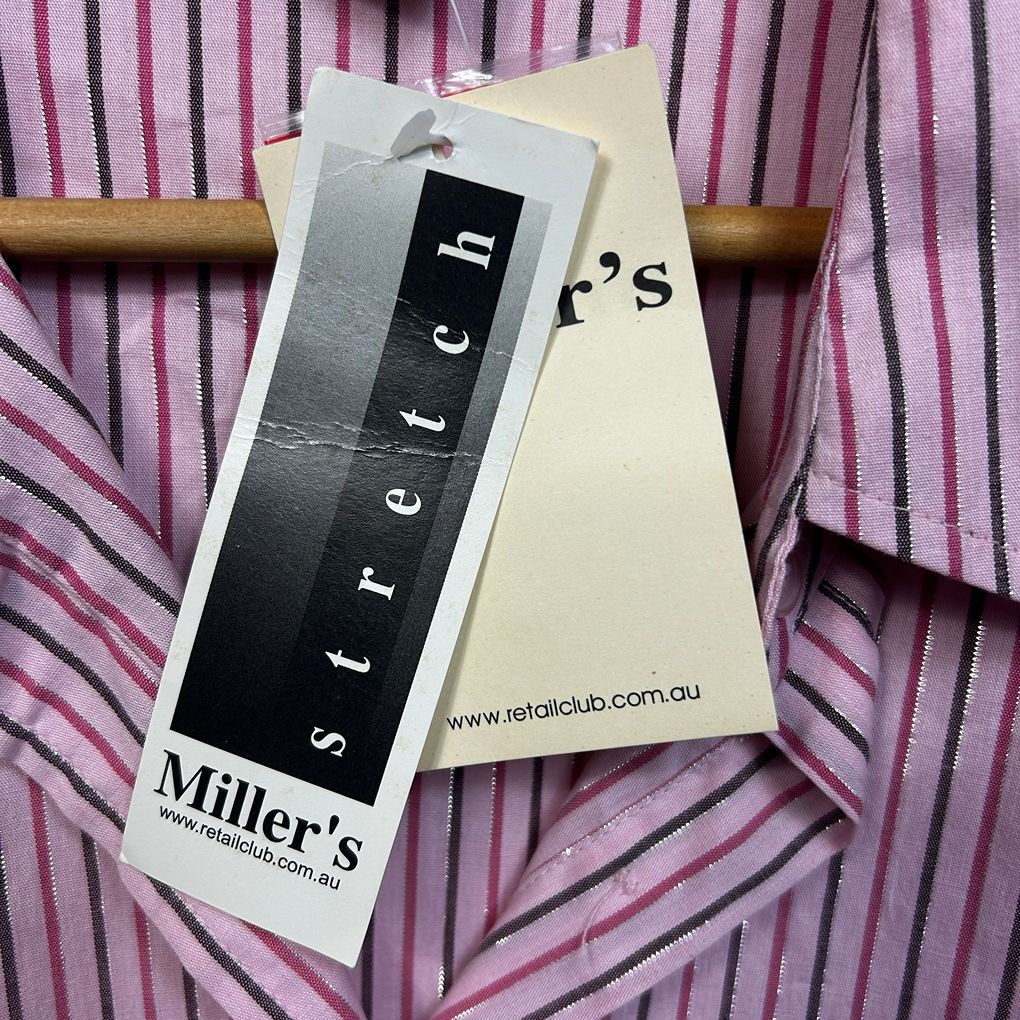 Vintage Millers Pink Striped Cotton Shirt - Size 22