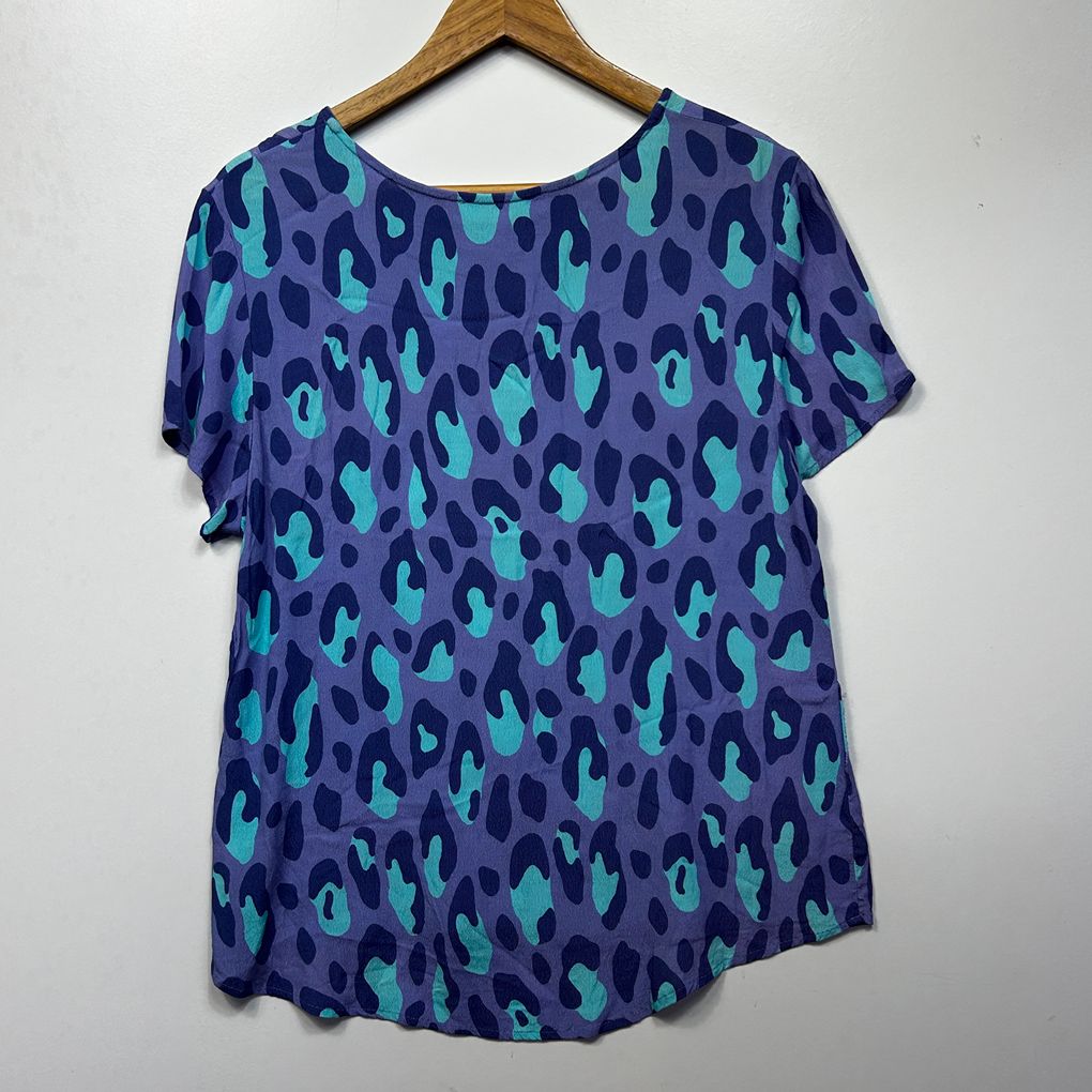 Harvest Lane Purple Animal Print Top - Size XL