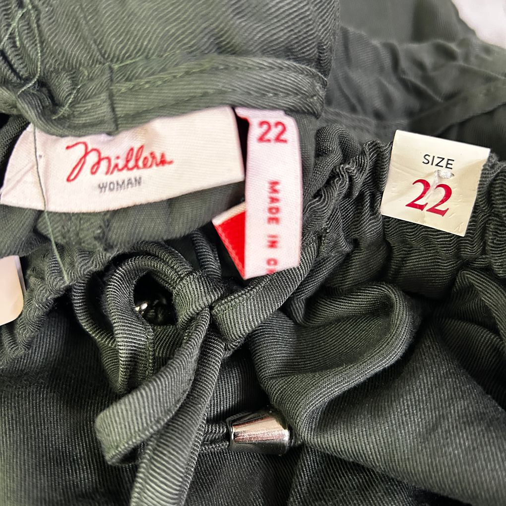 Millers Olive Paperbag Pants - Size 22