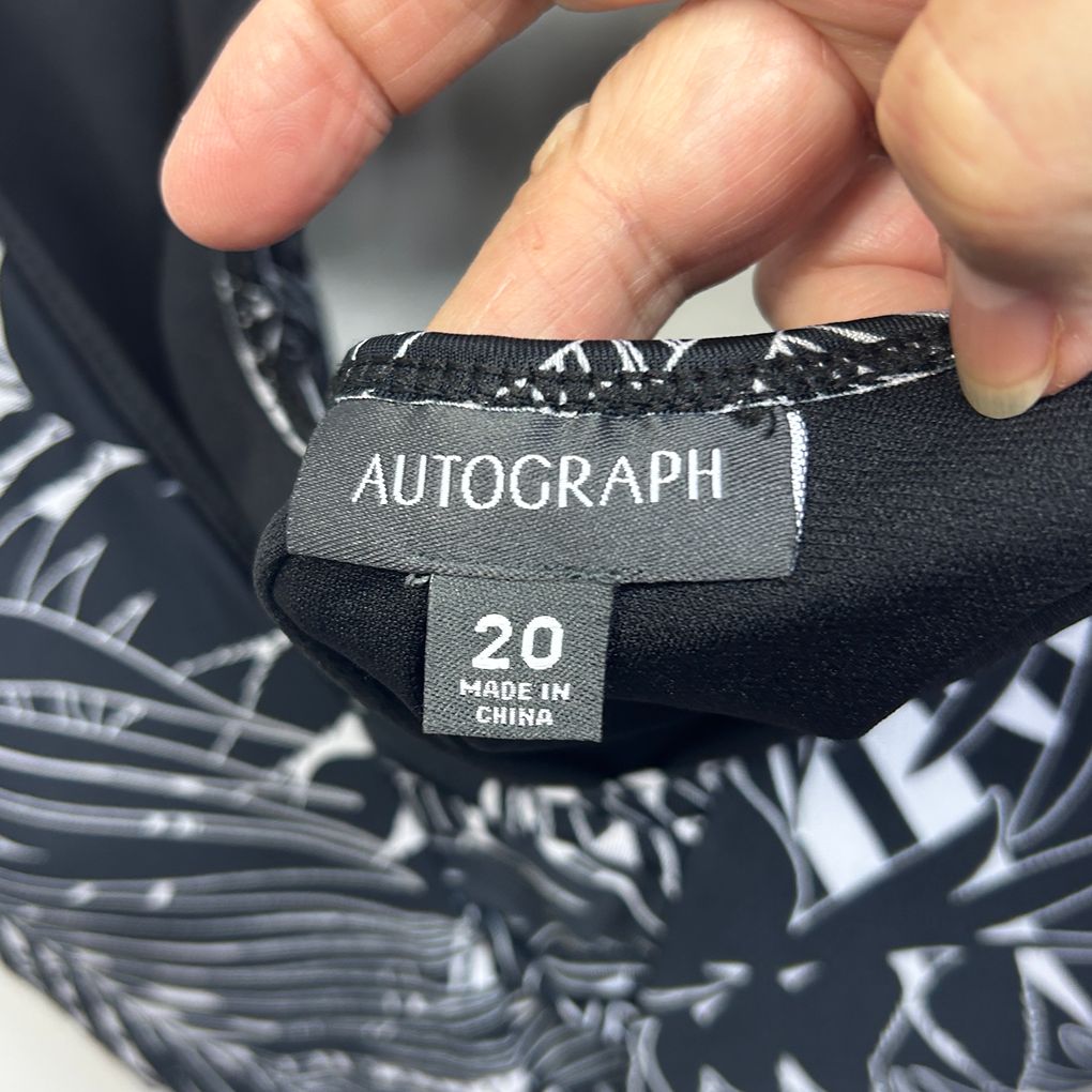 Autograph Black and White Print Swimsuit - Size 20