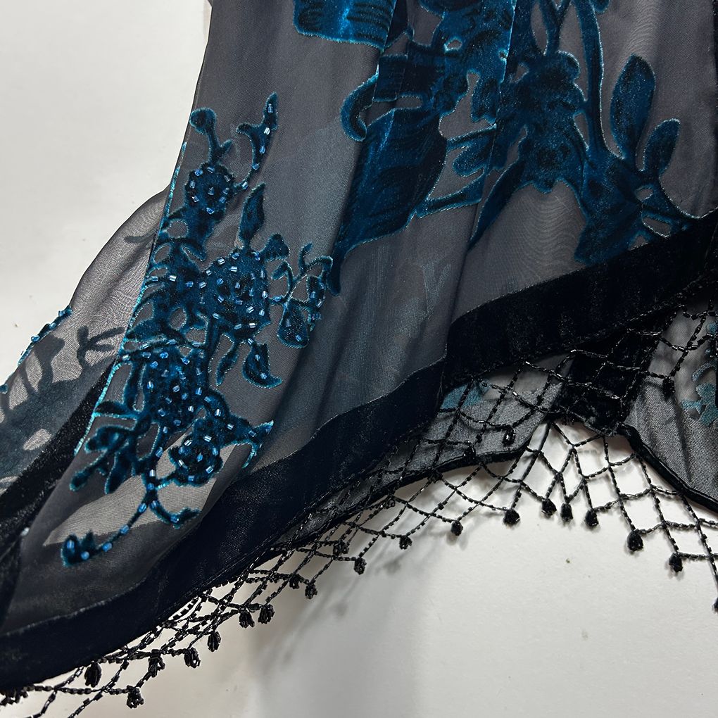 Black Velvert Floral Kimono - One Size