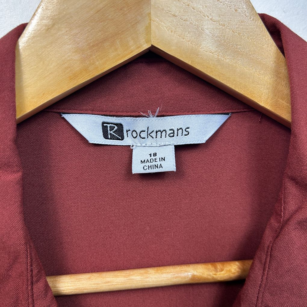 Rockmans Rust Plus Size Button Up Shirt - Size 18