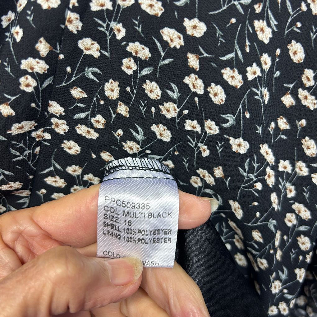 Proud Poppy Black Floral Dress - Size 18