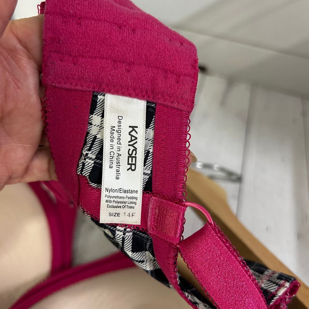 Kayser Black and White Check Bra - Size 14F
