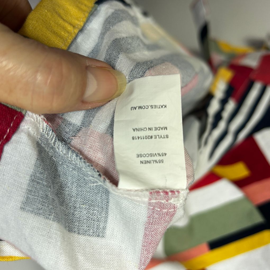 Katies Multicoloured Linen Sleeveless Top - Size 20