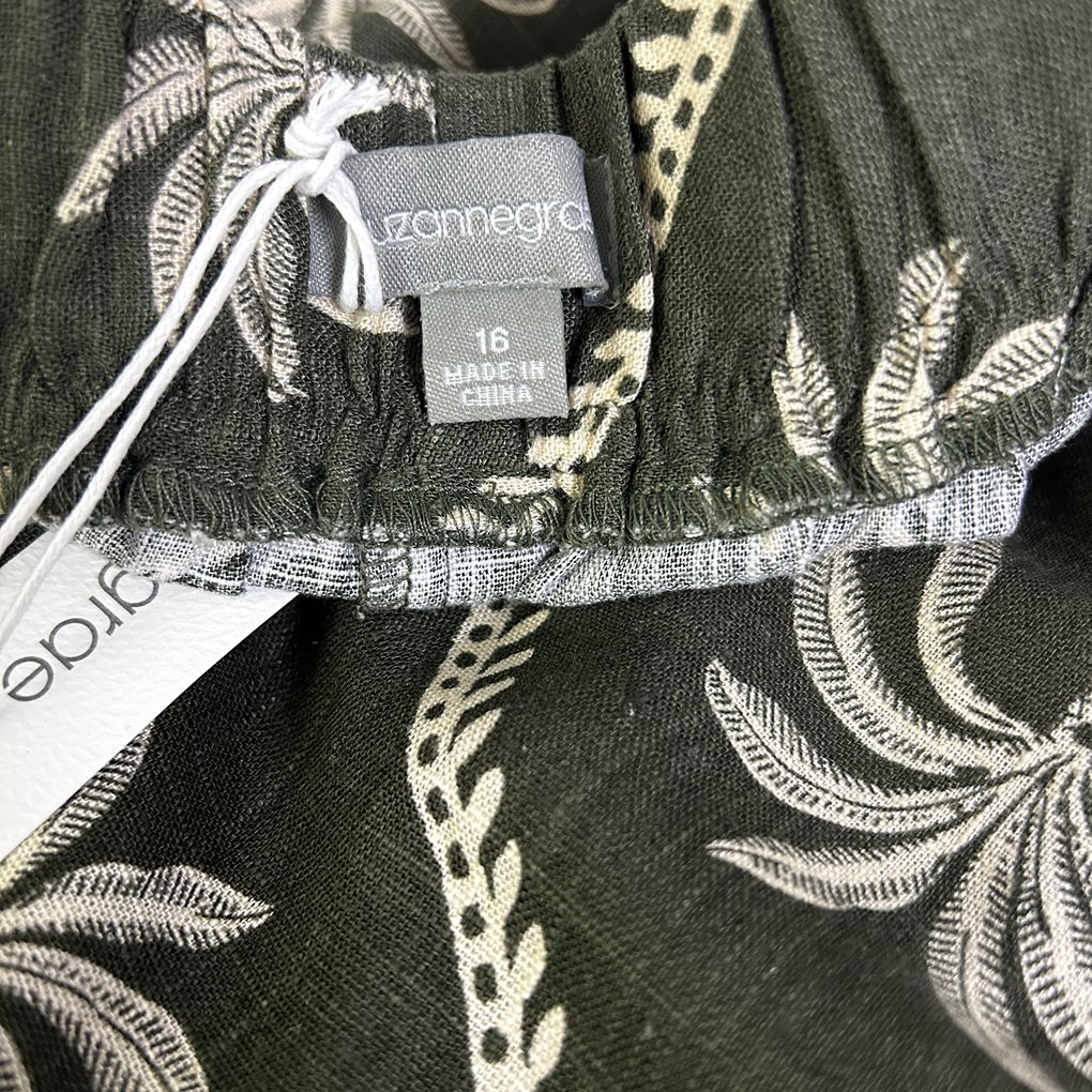 Suzanne Grae Khaki Linen Two Piece Set - Size 16/18
