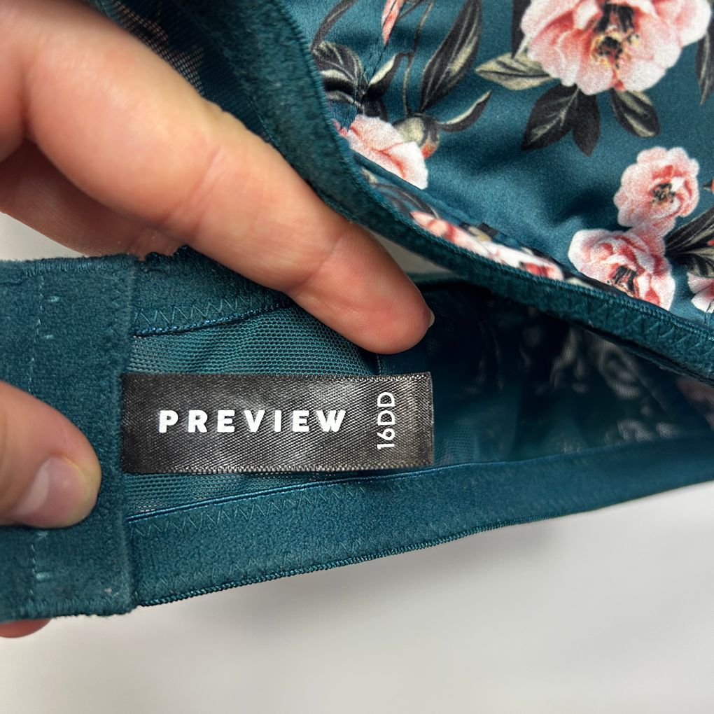 Preview Teal Floral Bra - Size 16DD