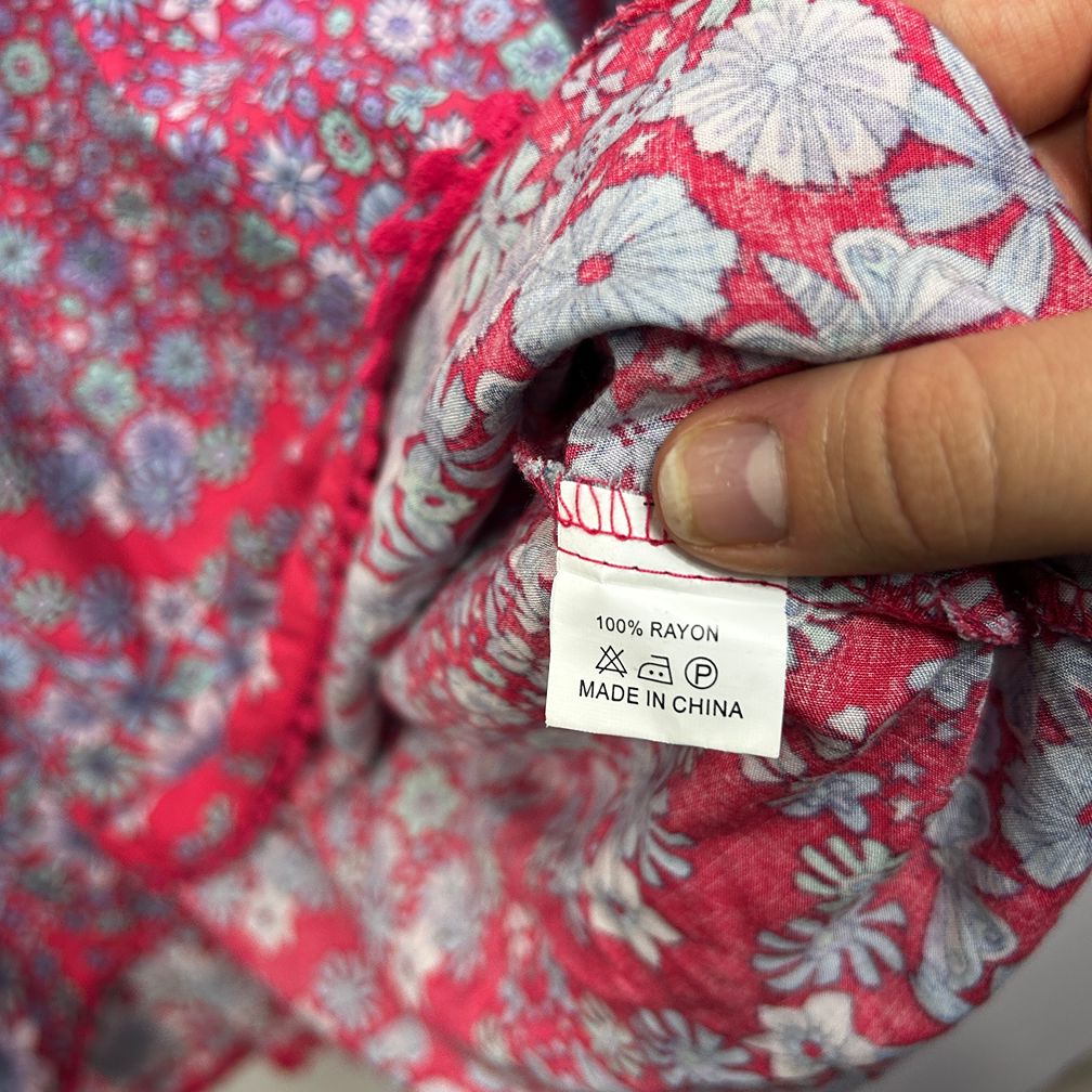 Jaase Pink Oversized Floral Boho Top - Size L (fits up to 22)