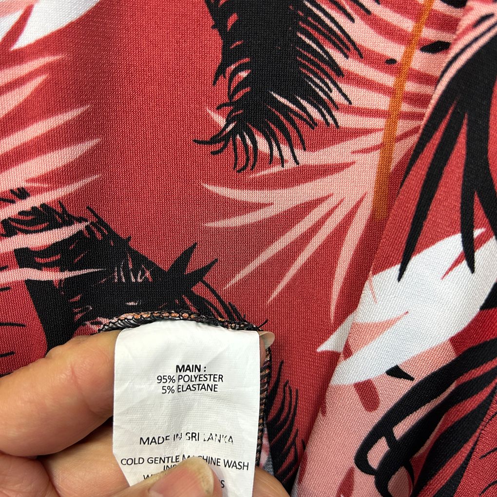 Basque Rust Leaf Print Short Sleeve Top - Size 16W