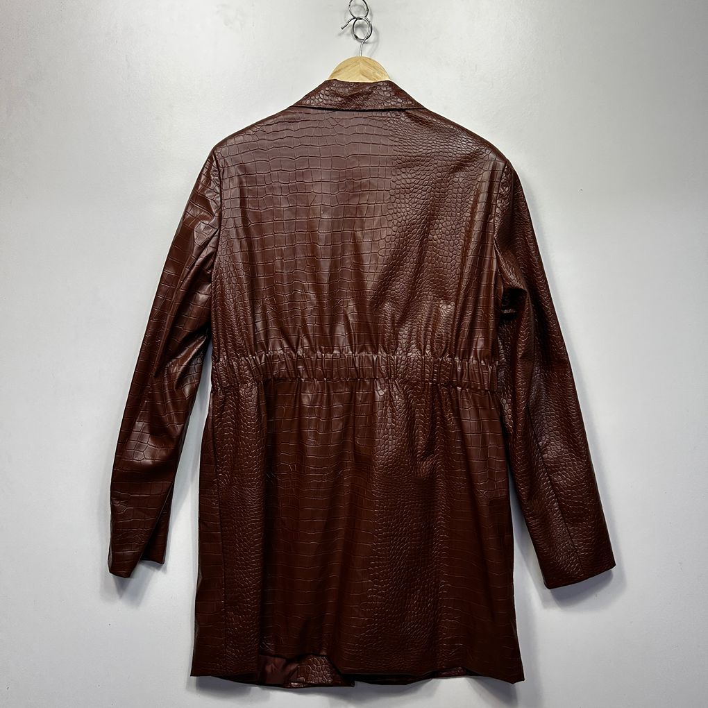 PrettyLittleThing Brown Plus Size Faux Leather Jacket - Size 18