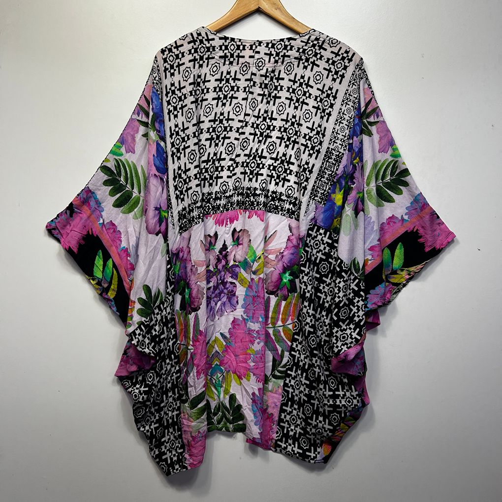 Taking Shape Pink Multicoloured Kimono Jacket Top - One Size