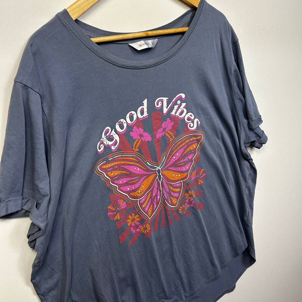 Isobelle Grey Plus Size Cotton T-Shirt - Size 24