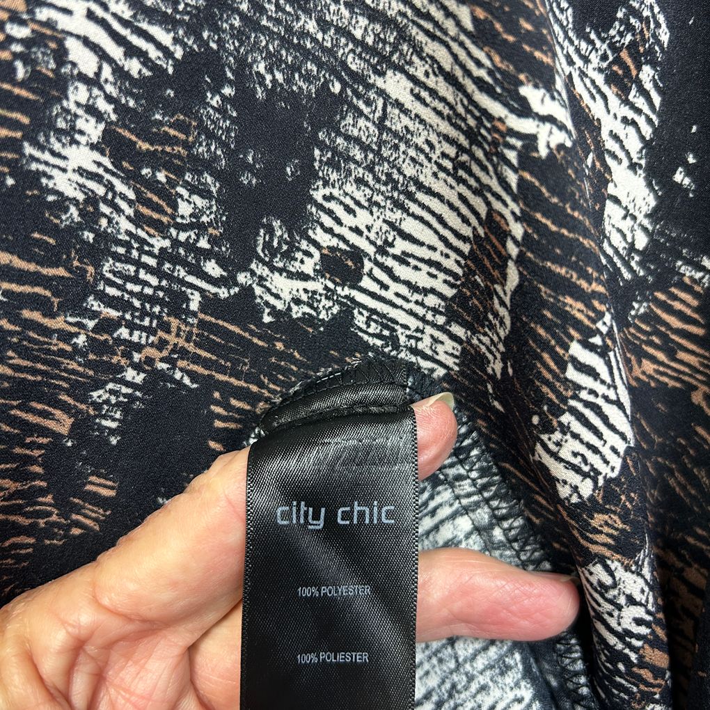 City Chic Black Printed Top - Size 24/XXL