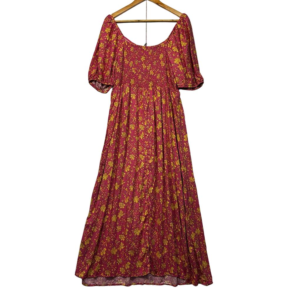 Rockmans Pink Floral Boho Maxi Dress - Size 16