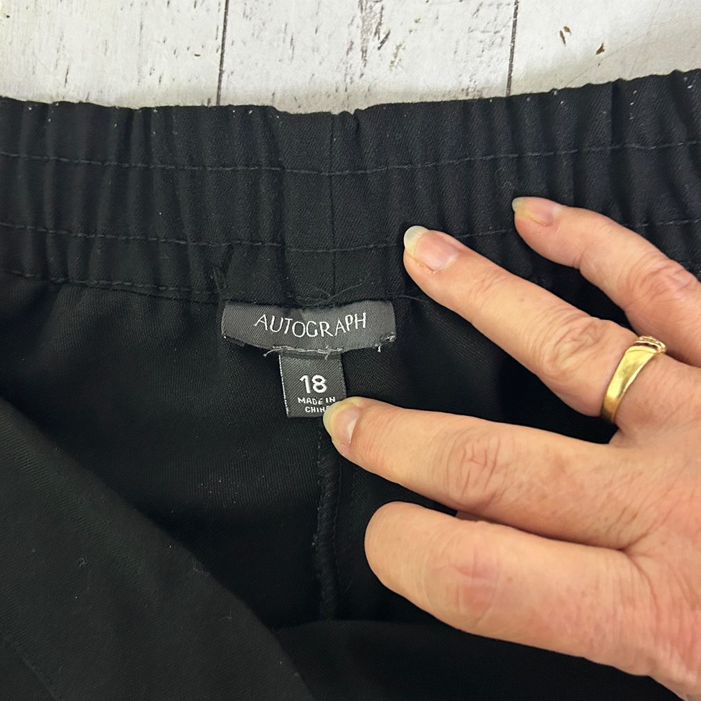 Autograph Black Plus Size Wide Leg Pants - Size 18
