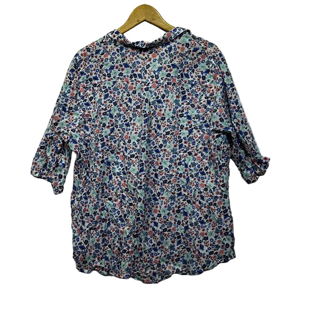 Millers Blue Floral Cotton Shirt - Size 22