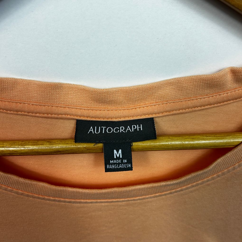 Autograph Orange Sequins Plus Size Cotton T-Shirt - Size M/18