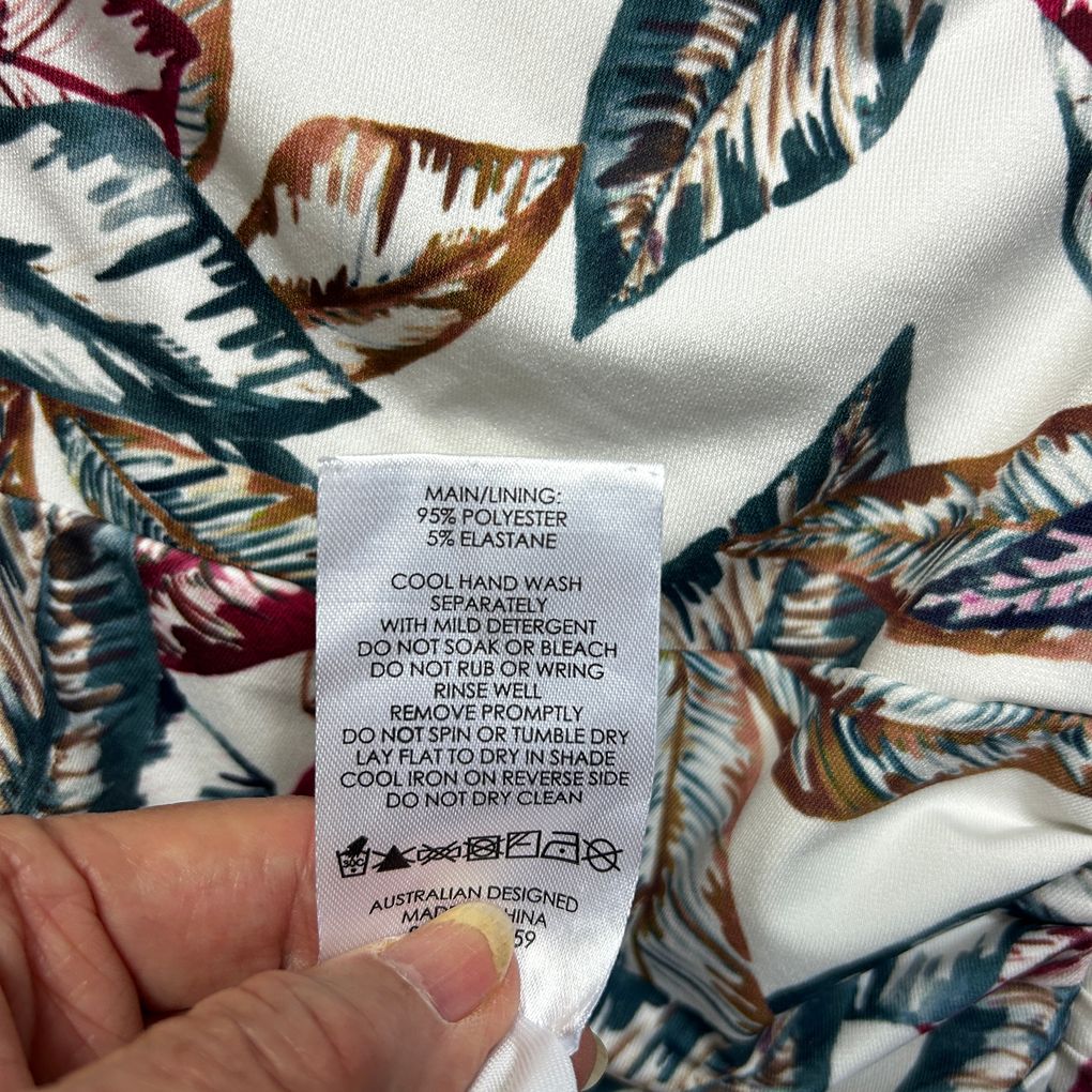Diana Ferrari White Tropical Print Dress - Size 16