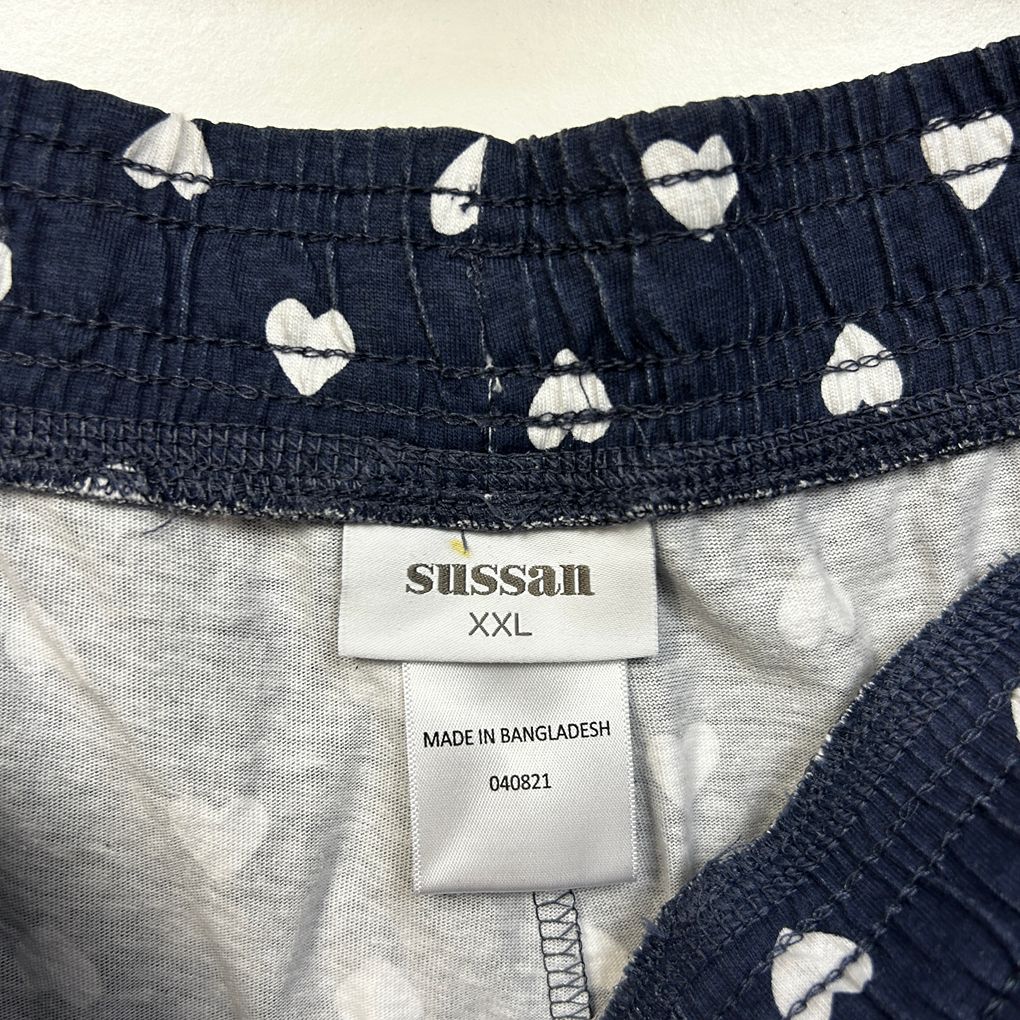 Sussan Navy Plus Size Heart Print Sleep 3/4 Pants - Size XXL