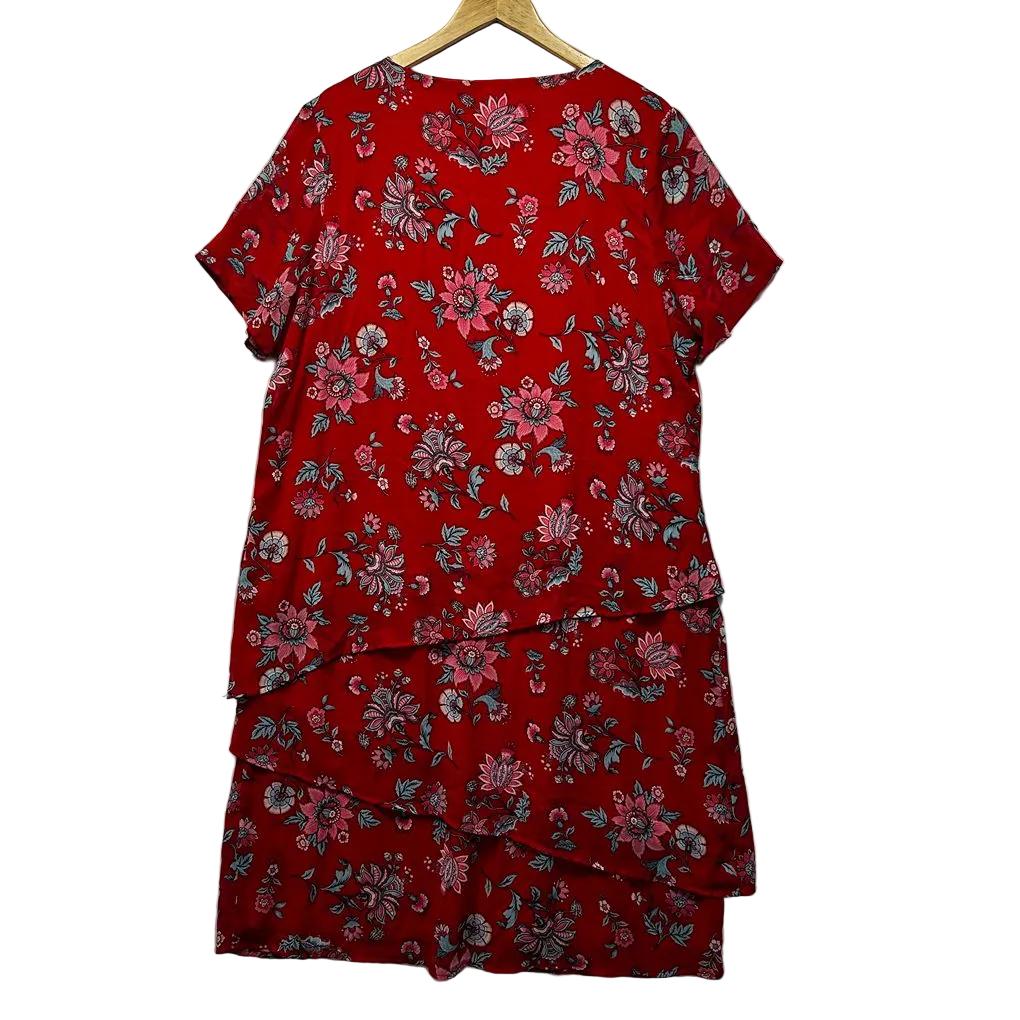 Millers Red Floral Tiered Dress - Size 20