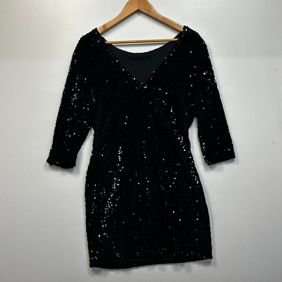 Boohoo Black Sequin Dress - Size 14/16