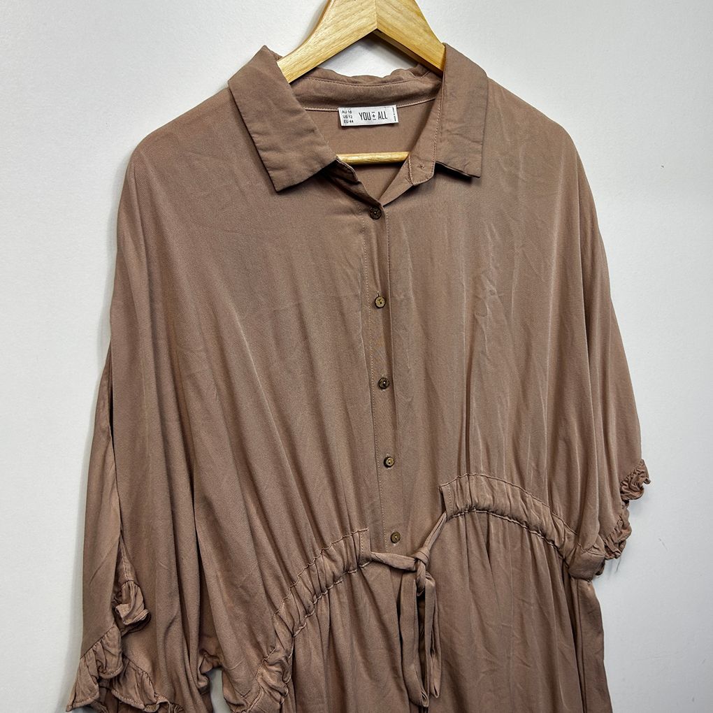 You + All Brown Shirt Dress - Size 16