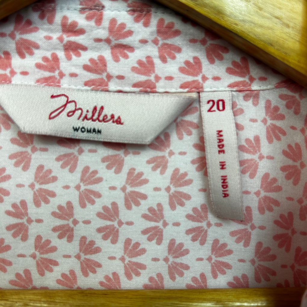 Millers Pink Print Cotton Shirt - Size 20