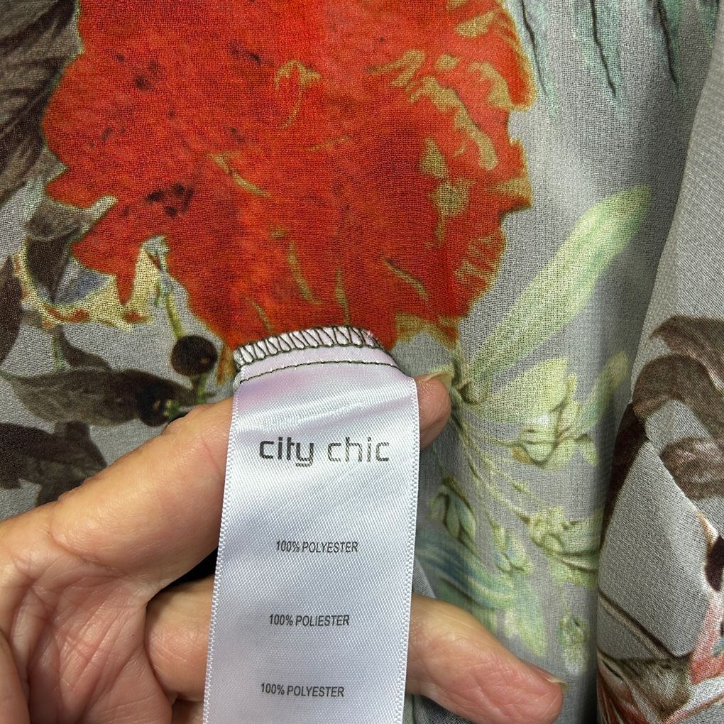 City Chic Multicoloured Floral Print Shirt - Size 22/XL