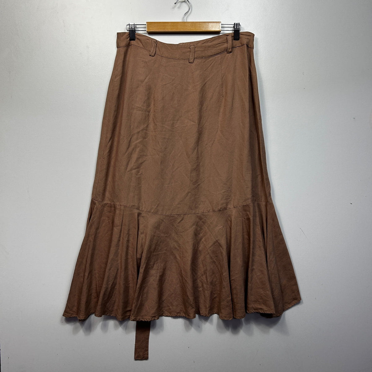 Target Brown Linen Hi Low Skirt - Size 16