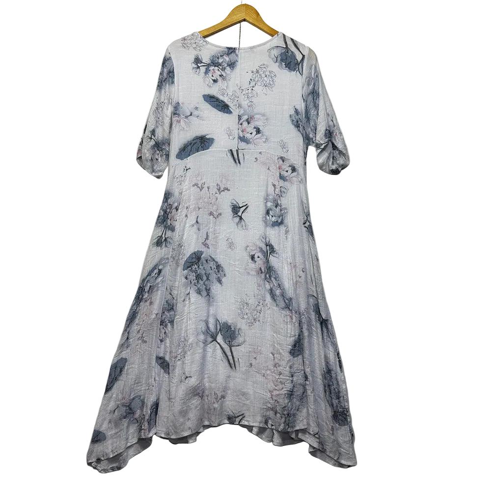 Willow Tree White Floral Maxi Dress with Pockets - Size 16
