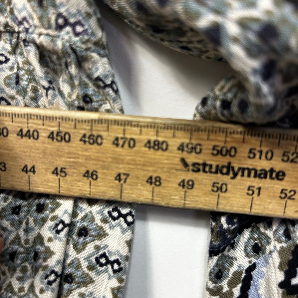 Grey Print Peasant Boho Top - Size 14