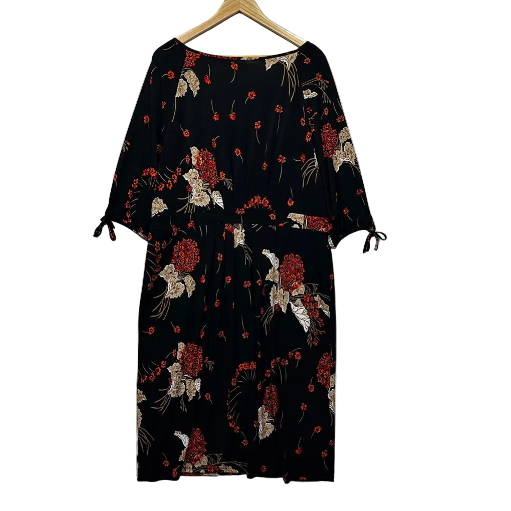 Leona Edmiston Black Floral Dress - Size 18