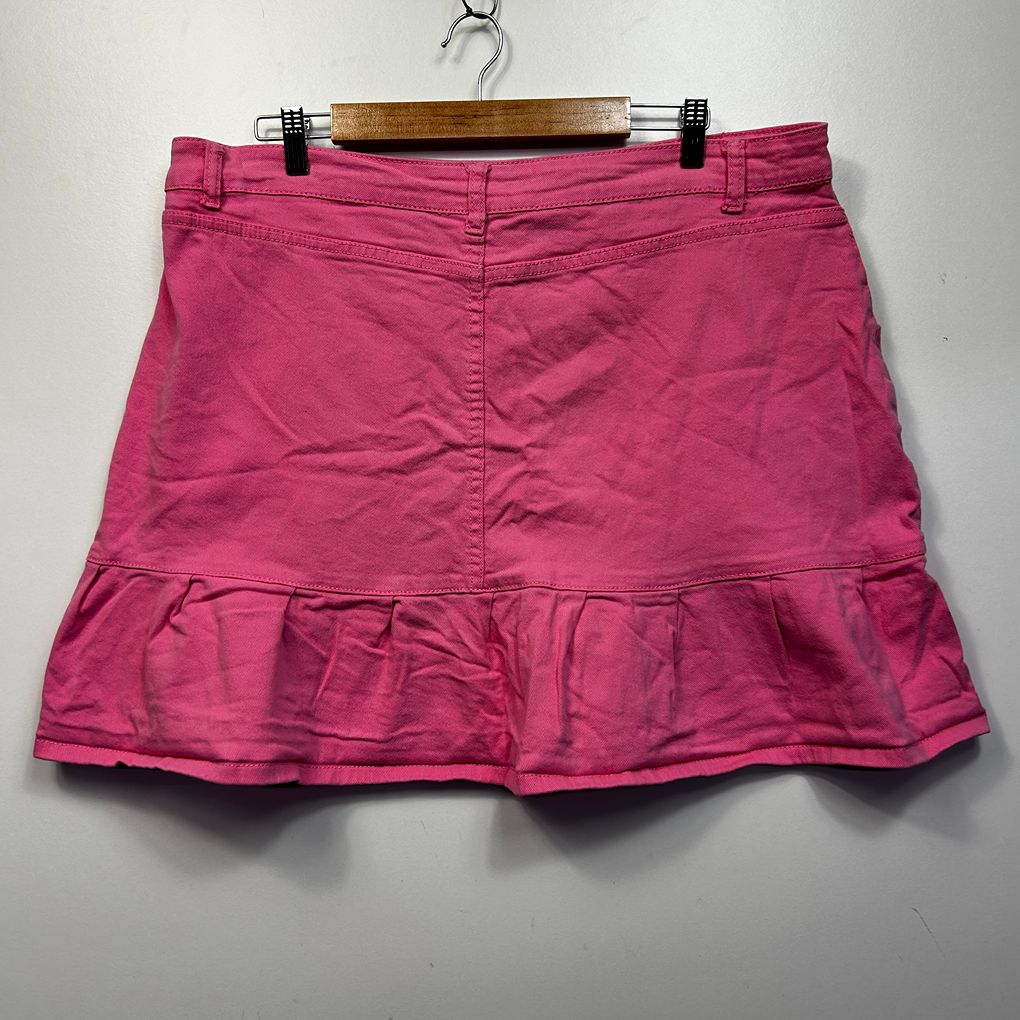 Shein Pink Plus Size Cotton Ruffle Hem Mini Skirt - Size 4XL