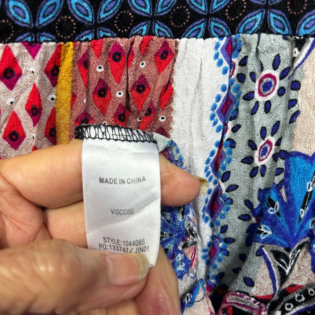Beme Multicoloured Patchwork Top - Size 18