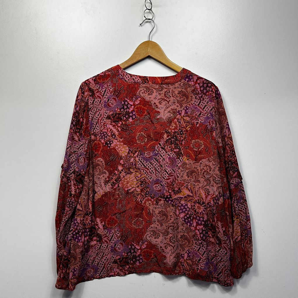 Blue Illusion Pink Paisley Long Sleeve Top - Size XL