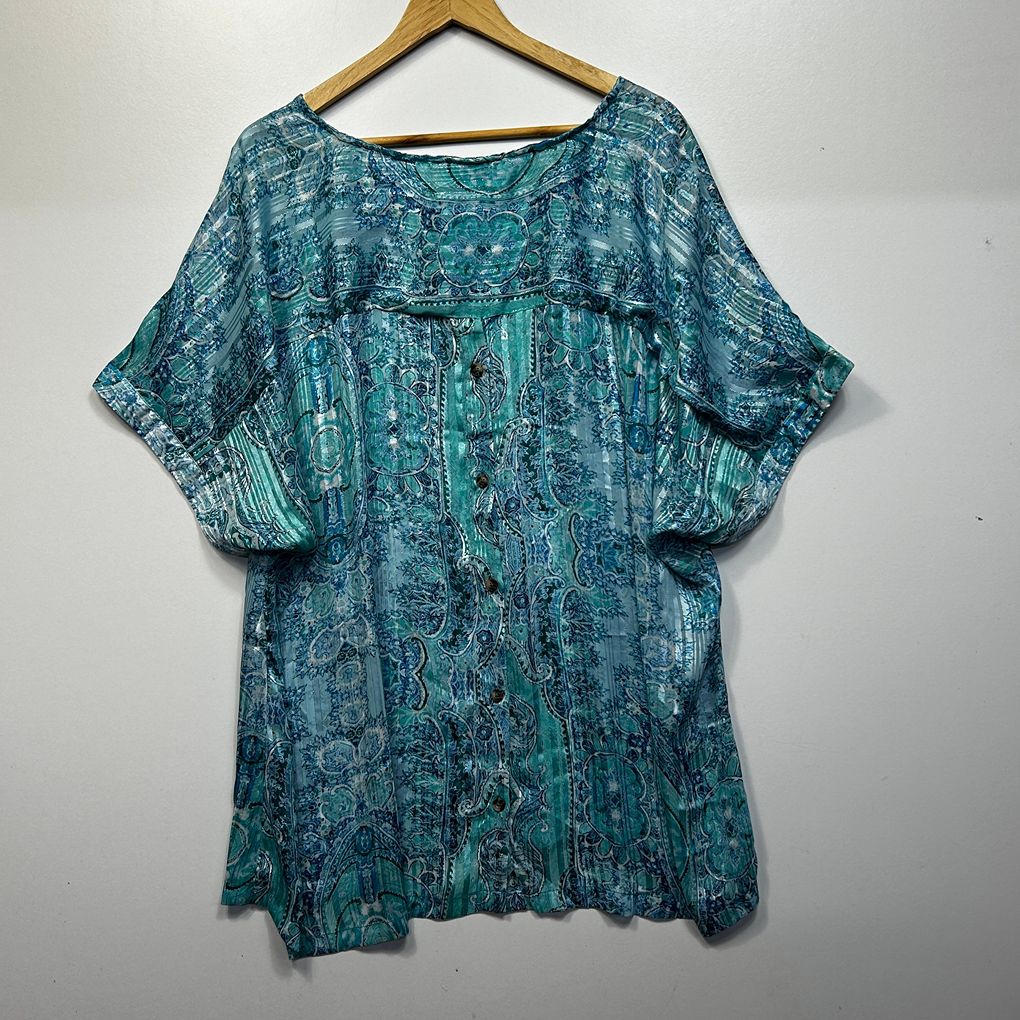 Autograph Teal Paisley Top - Size 22