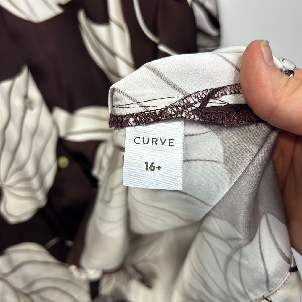 Target Curve Brown Floral Shirt - Size 16