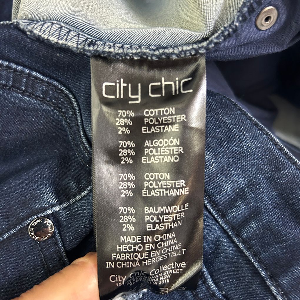 City Chic Blue Plus Size Mid Rise Denim Shorts - Size 18