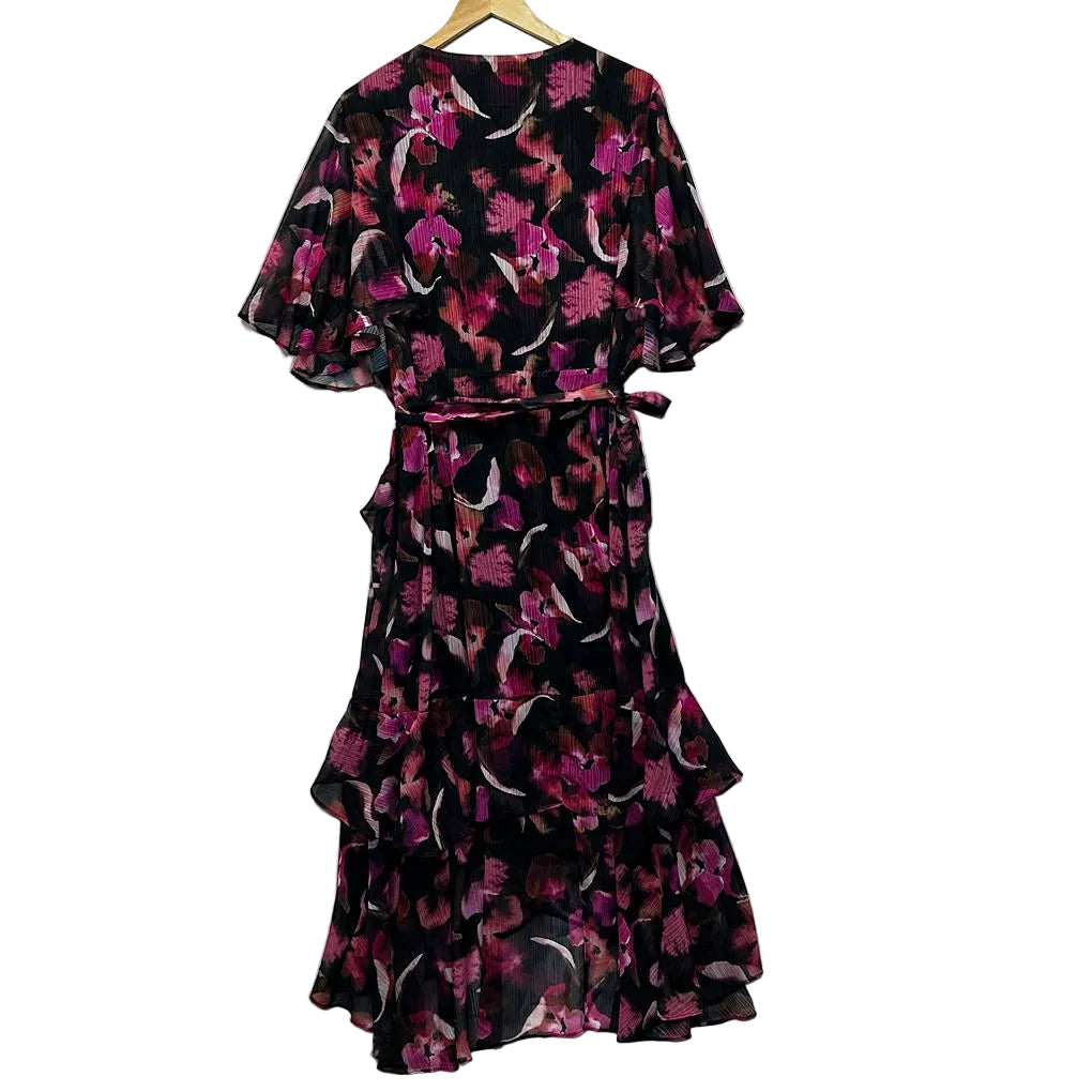 Taking Shape Black Pink Floral Plus Size Cocktail Dress - Size 22