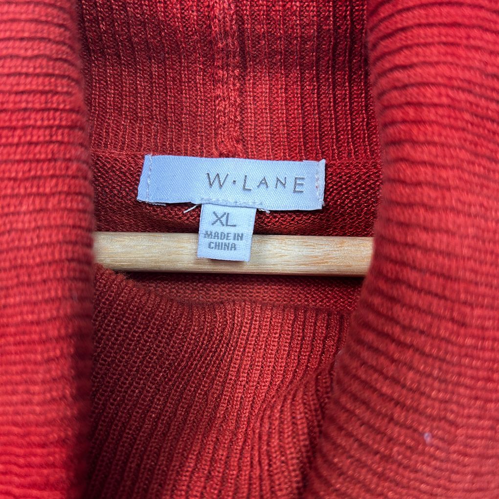 W. Lane Red Cotton Turtleneck Jumper - Size XL