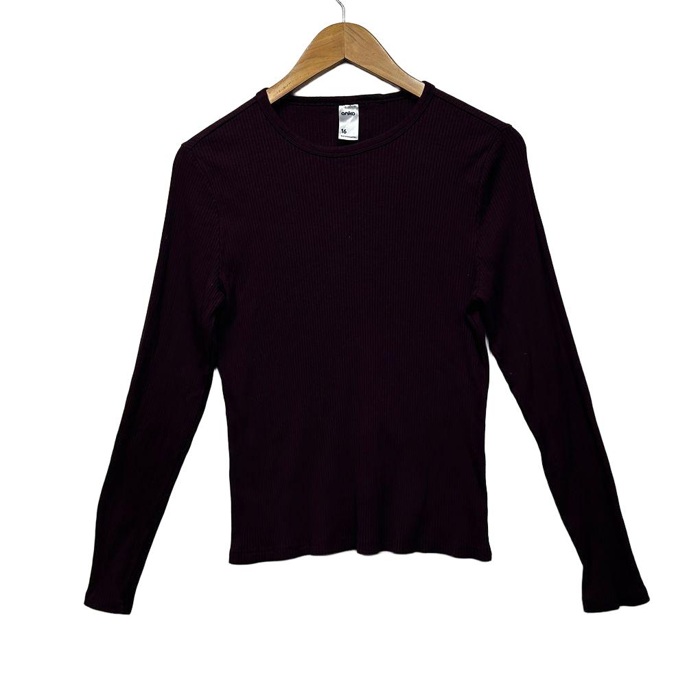 Anko Burgundy Cotton Top - Size 16