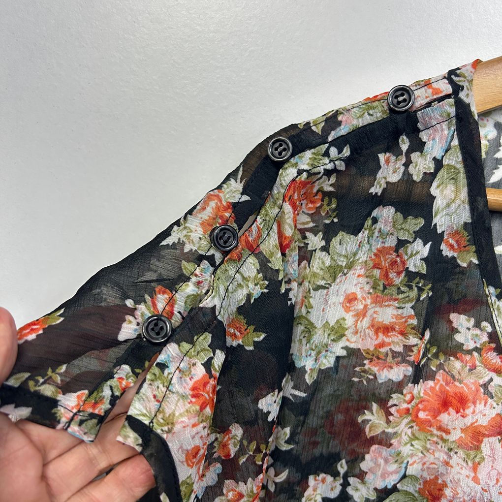 Crossroads Black Floral Sheer Top - Size 12