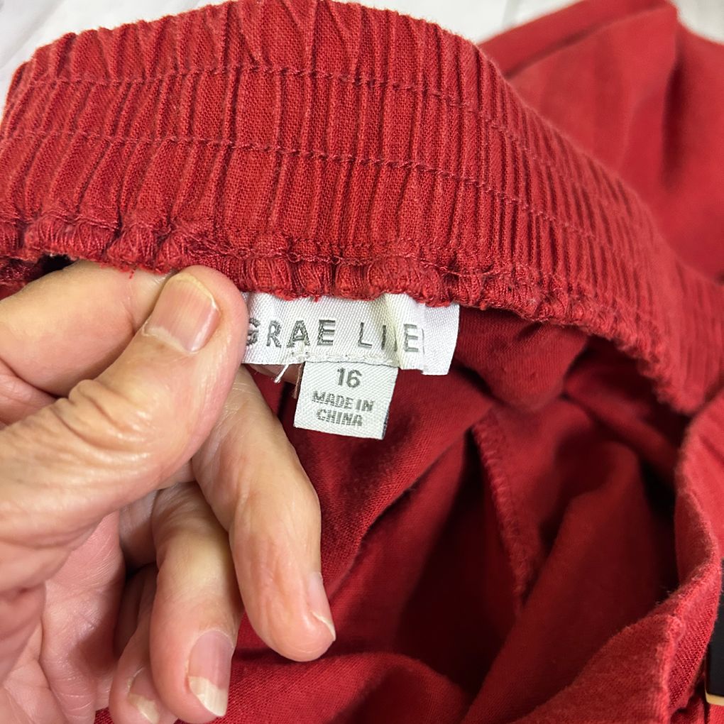 Suzanne Grae Linen Red Pants - Size 16